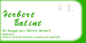 herbert balint business card